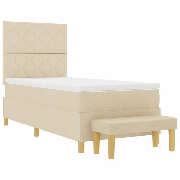 vidaXL Lit à ressorts avec matelas Crème 100 x 200 cm tissu