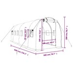 vidaXL Serre avec cadre en acier blanc 12 m² 6x2x2 m