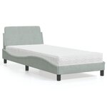 vidaXL Lit avec matelas gris clair 90x190 cm velours