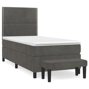 vidaXL Sommier à lattes de lit et matelas Gris foncé 90x190 cm Velours