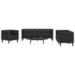 vidaXL Ensemble de canapé Chesterfield 3 Pièces noir similicuir