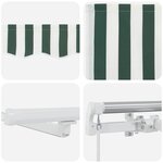 vidaXL Auvent Rétractable with Manuel 600 × 350 cm Vert et blanc