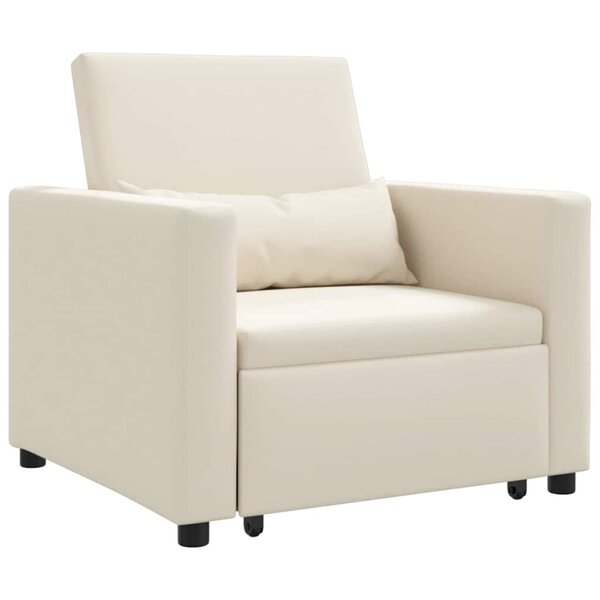 vidaXL Canapé Lit Simple Blanc crème 90 x 165 x 87 cm Lin