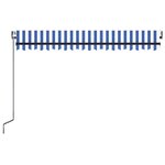 vidaXL Auvent automatique capteur de vent/LED 450x300 cm Bleu et blanc
