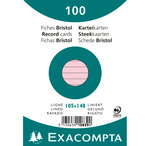 Paquet de 100 Fiches Bristol A6 rose ligné. s/s film x 20 EXACOMPTA