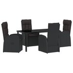 vidaXL Ensemble de salle à manger de jardin de 5 pièces avec coussins - Poly rattan noir