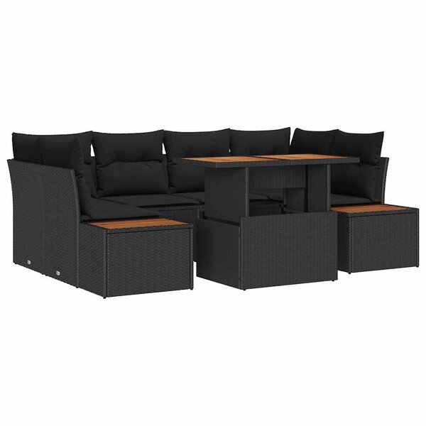 vidaXL Ensemble de salle à manger pour jardin 7 Pièces Noir  Marron