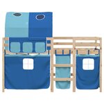 vidaXL Lit mezzanine enfants avec tunnel sans matelas bleu 90x200 cm