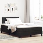 Lit à ressorts avec matelas vidaXL Noir Petit Double Velours