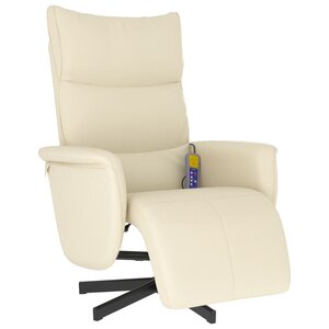 vidaXL Fauteuil inclinable de massage et repose-pieds crème similicuir
