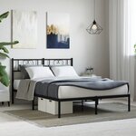 vidaXL Cadre de lit métal avec tête de lit noir 160x200 cm