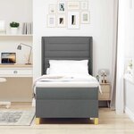 vidaXL Lit à ressorts avec bandes LED Gris 100 x 200 cm tissu