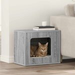 vidaXL Maison pour chat Gris Sonoma 51 x 30 x 42 cm Bois d'ingénierie