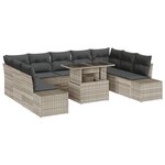 vidaXL Ensemble de salon de jardin de 10 pièces avec coussins Gris clair en poly rotin