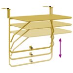 vidaXL Table de balcon suspendue pliable - Or  60x40 cm  Acier