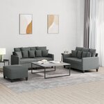 vidaXL Ensemble de canapés 3 Pièces avec coussins Gris foncé Tissu