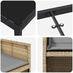 Ensemble de repas de jardin de 5 pièces avec coussins Mélange beige Poly Rattan