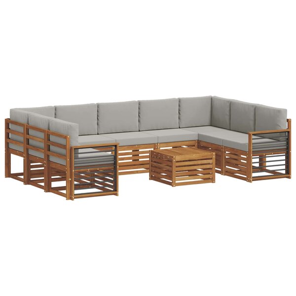 vidaXL Ensemble de canapés d'extérieur 10 pc Naturel et gris clair