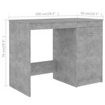 vidaXL Bureau Gris béton 140x50x76 cm Bois d’ingénierie