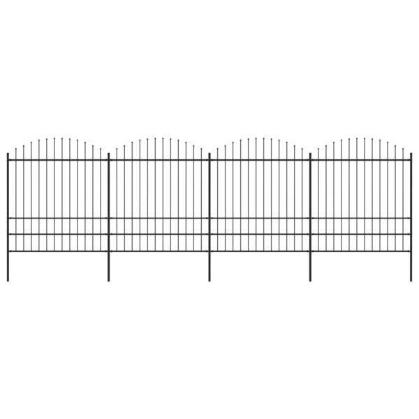 vidaXL Clôture de jardin à dessus en lance Acier (1 75-2)x6 8 m Noir