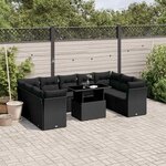 vidaXL Salon de jardin 10 Pièces avec coussins noir résine tressée