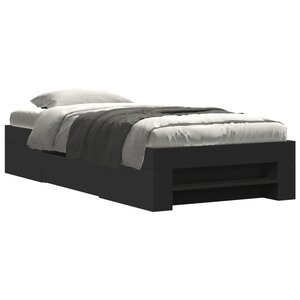 vidaXL Cadre de lit sans matelas noir 75x190 cm bois ingénierie