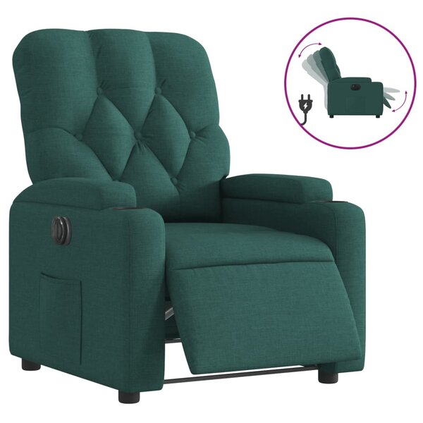 vidaXL Fauteuil inclinable électrique Vert foncé Tissu