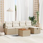 Ensemble de Canapés de Jardin vidaXL en 6 pièces avec Coussins Beige Poly Rattan