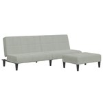 vidaXL Canapé-lit à 2 places avec repose-pied gris clair velours