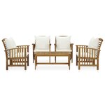 vidaXL Salon de jardin 5 Pièces avec coussins Bois d'acacia solide