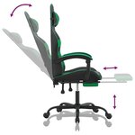vidaXL Chaise de jeu avec repose-pied Noir et vert Similicuir
