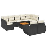 vidaXL Salon de jardin 10 Pièces avec coussins noir résine tressée