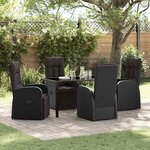 vidaXL Ensemble de salle à manger pour jardin 5 Pièces Noir polyrotin