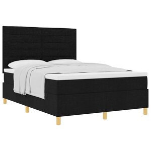 vidaXL Lit à ressorts avec matelas Noir 140 x 190 cm tissu