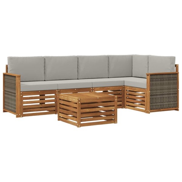 vidaXL Ensemble de canapés d'extérieur 5 pc Naturel et gris clair