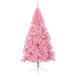 vidaXL Demi sapin de Noël artificiel avec support Rose 210 cm PVC