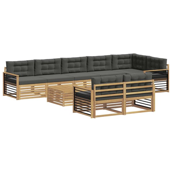 vidaXL Ensemble de canapés d'extérieur 9 pc Blanc et anthracite