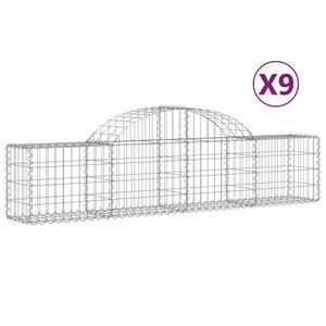 vidaXL Paniers à gabions arqués 9 Pièces 200x30x40/60 cm Fer galvanisé