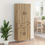 vidaXL Haut Armoire 2 Pièces Chêne artisanal Bois d'ingénierie et verre