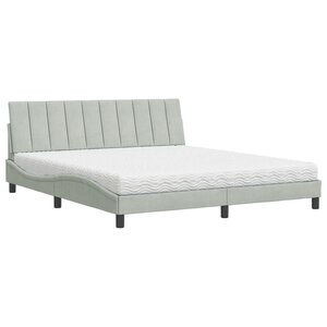 vidaXL Lit avec matelas Hanko gris clair 180x200 cm velours