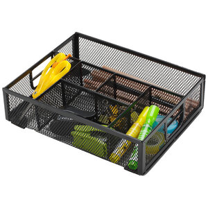 Organiseur bureau q-connect maille métallique 6 compartiments 235x183x65mm coloris noir