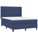 vidaXL Sommier à lattes de lit matelas et LED Bleu 140x190 cm Tissu