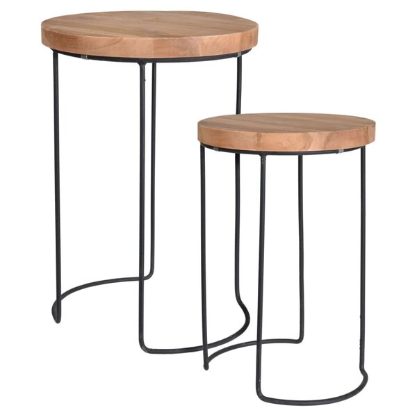 H&S Collection Ensemble de tables d'appoint 2 Pièces Teck