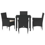 vidaXL Ensemble de salle à manger de jardin 5 pièces avec coussins en poly rotin noir