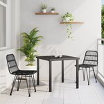 vidaXL Ensemble de salle à manger de jardin 3 pièces noir en poly rotin