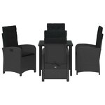 vidaXL Ensemble de salle à manger pour jardin 5 Pièces Noir polyrotin