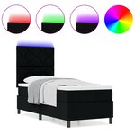 vidaXL Lit à ressorts avec matelas et lumières LED  noir  80 x 200 cm en tissu