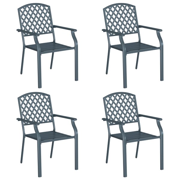 Chaises de jardin vidaXL 4 Pièces empilables en acier anthracite