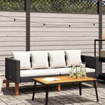 vidaXL Canapé de jardin à 2 places avec coussins Résine tressée Noir