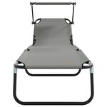 vidaXL Chaise longue pliante avec coussin Gris 56 x 190 x 81cm tissu